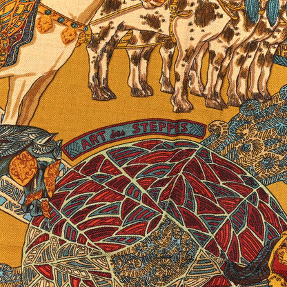 Hermes Cashmere Silk Art Des Steppes 140 Shawl 3 of 11