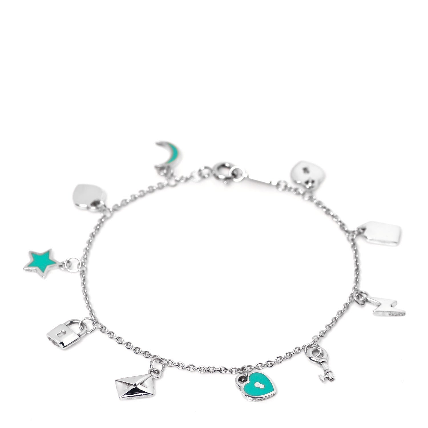 Tiffany Sterling Silver Enamel Love Notes Charm Bracelet Blue 1 of 5