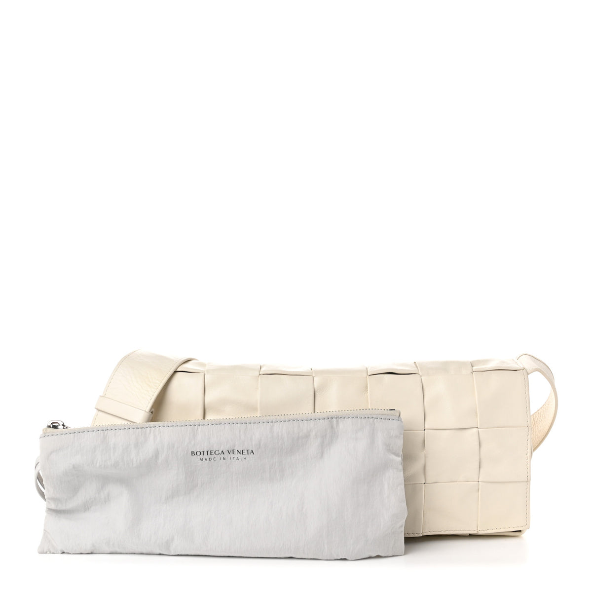 Bottega Veneta Paper Calfskin Intrecciato Stretch Cassette Shoulder Bag White 3 of 11