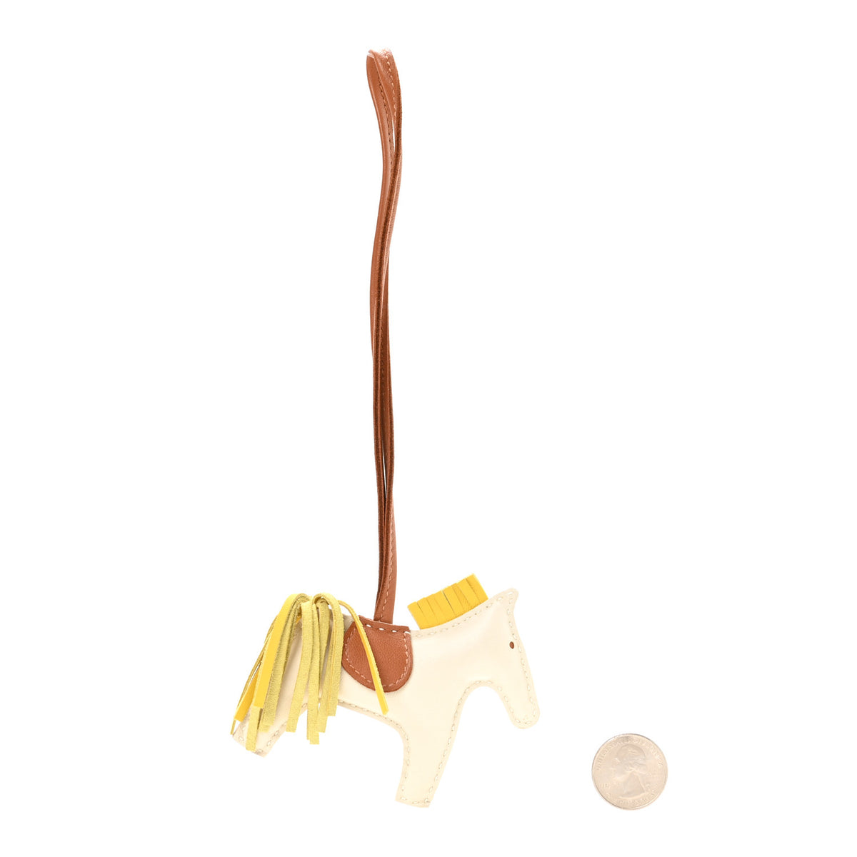 Hermes Milo Lambskin Grigri Rodeo Horse Bag Charm PM Craie Gold Jaune De Naples 2 of 3