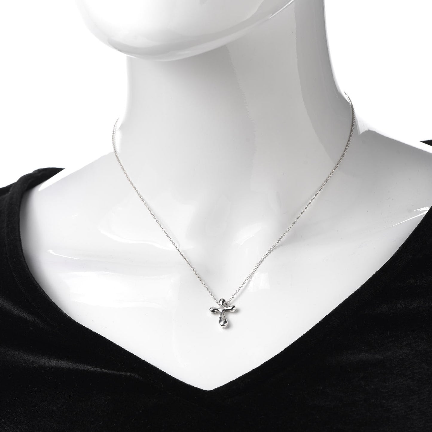 Sterling Silver 16mm Elsa Peretti Cross Pendant Necklace