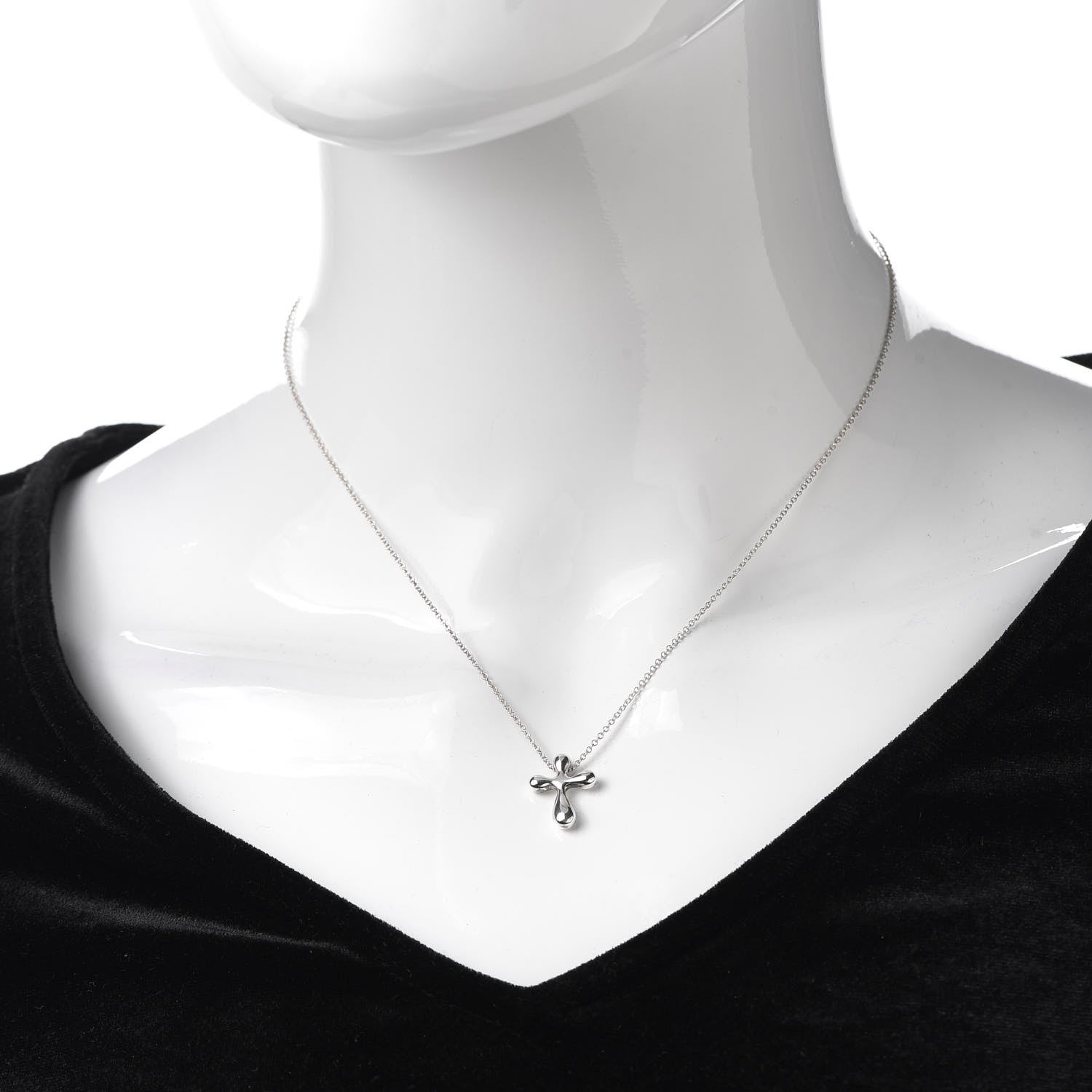 Tiffany Sterling Silver 16mm Elsa Peretti Cross Pendant Necklace 2 of 5