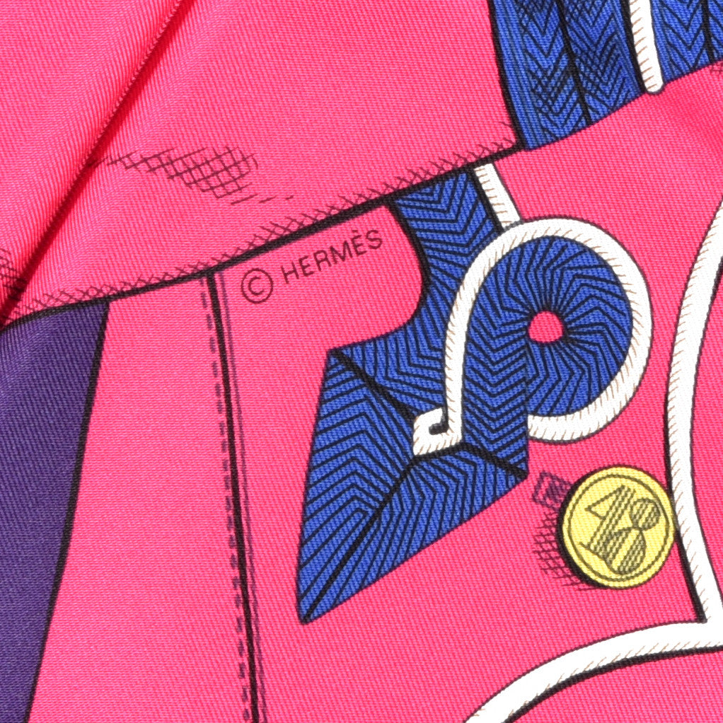 Silk Twill Zouaves Et Dragons Scarf 90 Rose Vif Rouge Violet