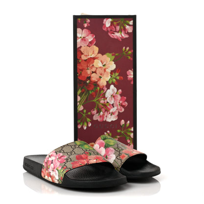 Gucci GG Supreme Monogram Blooms Slide Sandals 39 Beige Multicolor 7 of 7