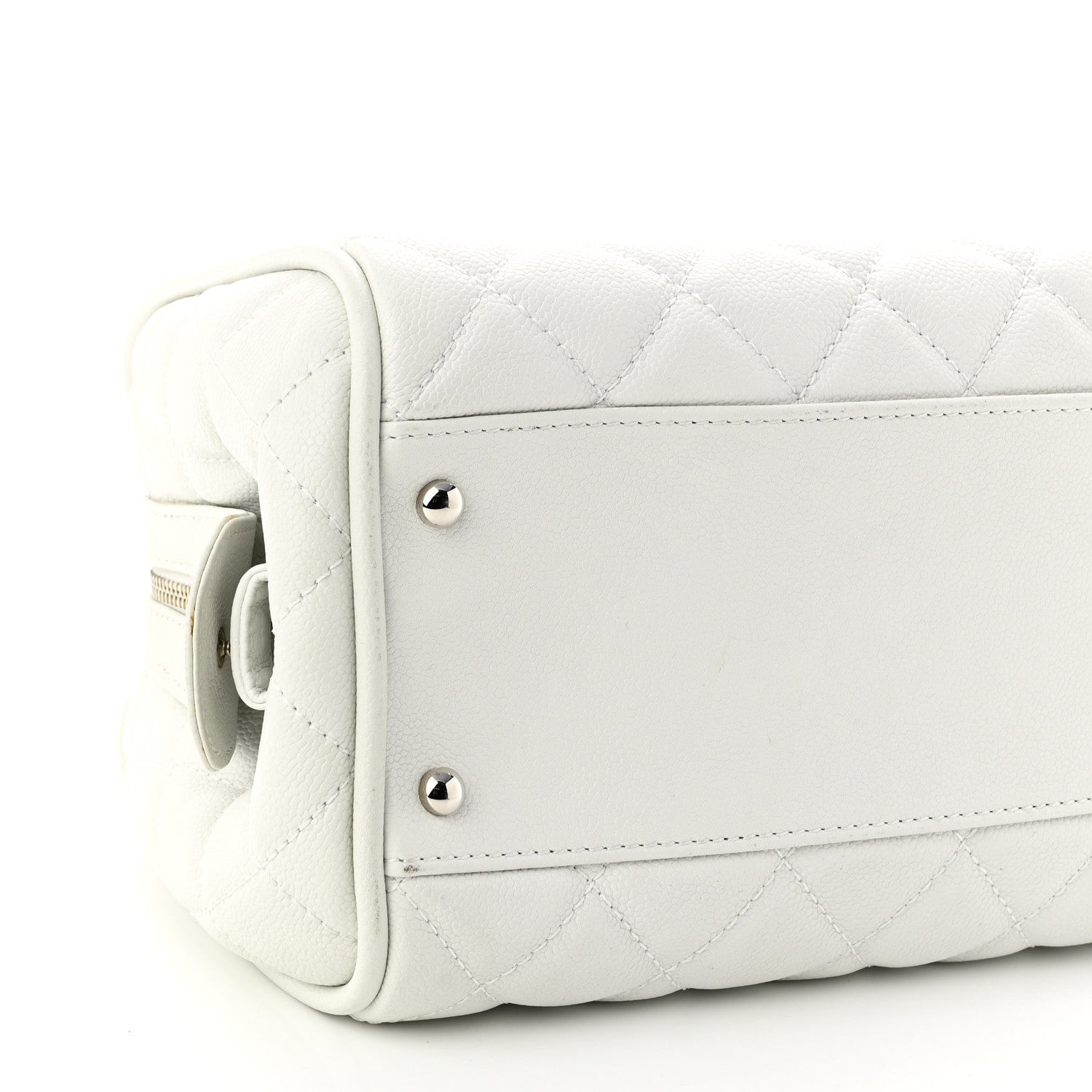 Chanel Caviar Quilted CC Timeless Bowler White 9 of 10