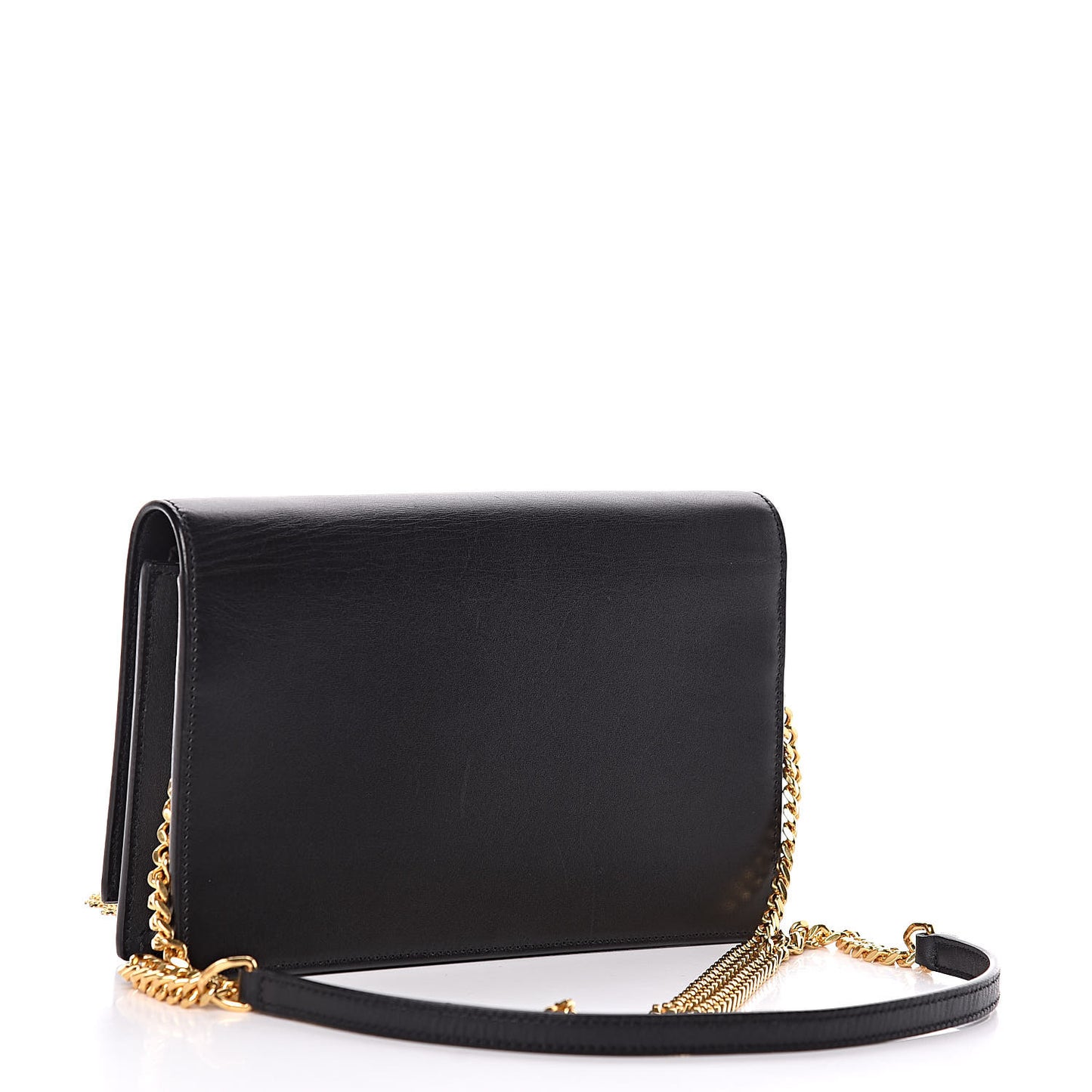 Smooth Calfskin Classic Monogram Kate Tassel Chain Wallet Black