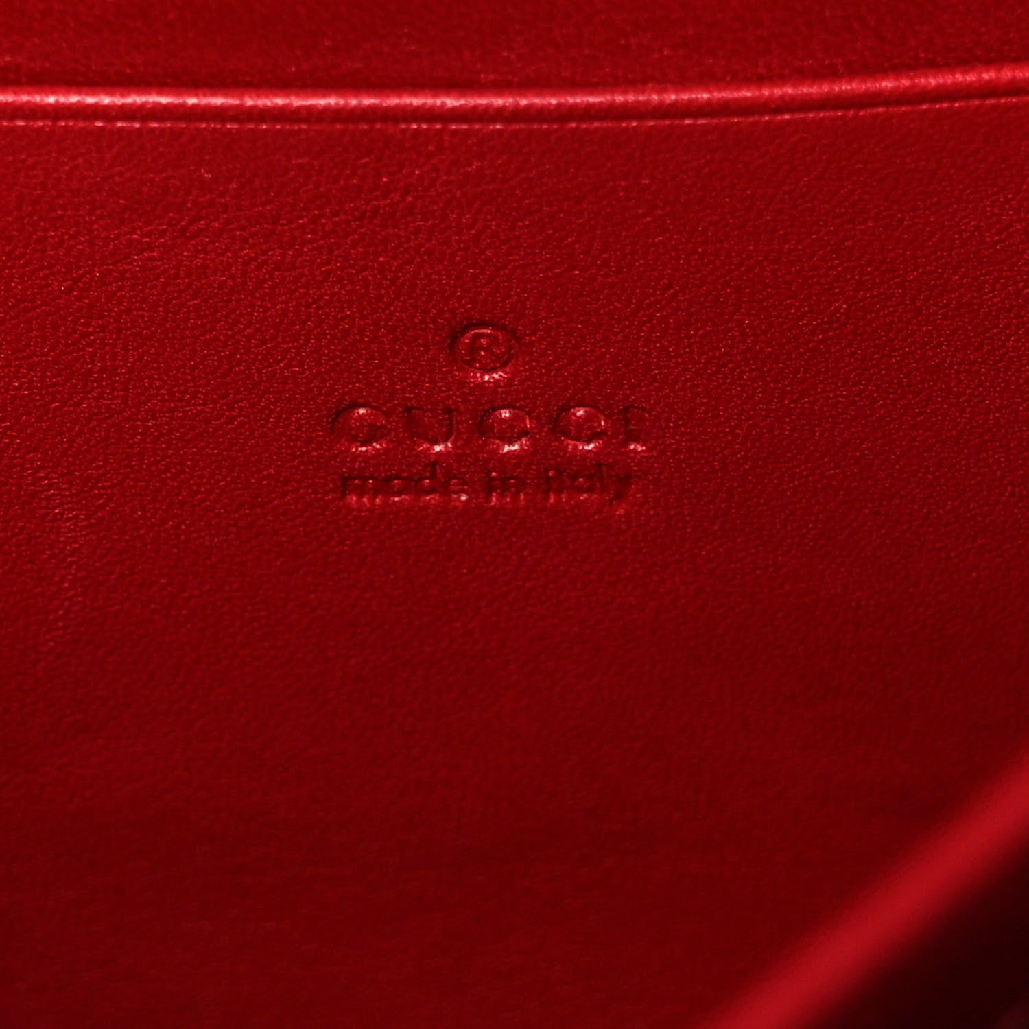 Gucci Calfskin Matelasse GG Marmont Chain Wallet Hibiscus Red 6 of 9