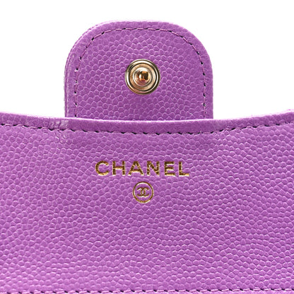 Chanel Caviar Quilted Compact Flap Wallet Purple 6 of 10