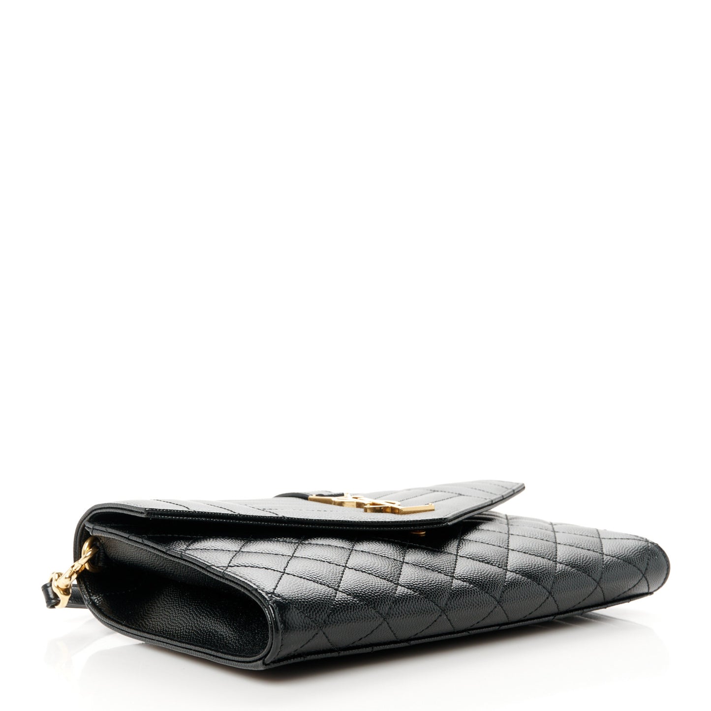 Grain De Poudre Textured Mixed Matelasse Triquilt Monogram Clutch Black