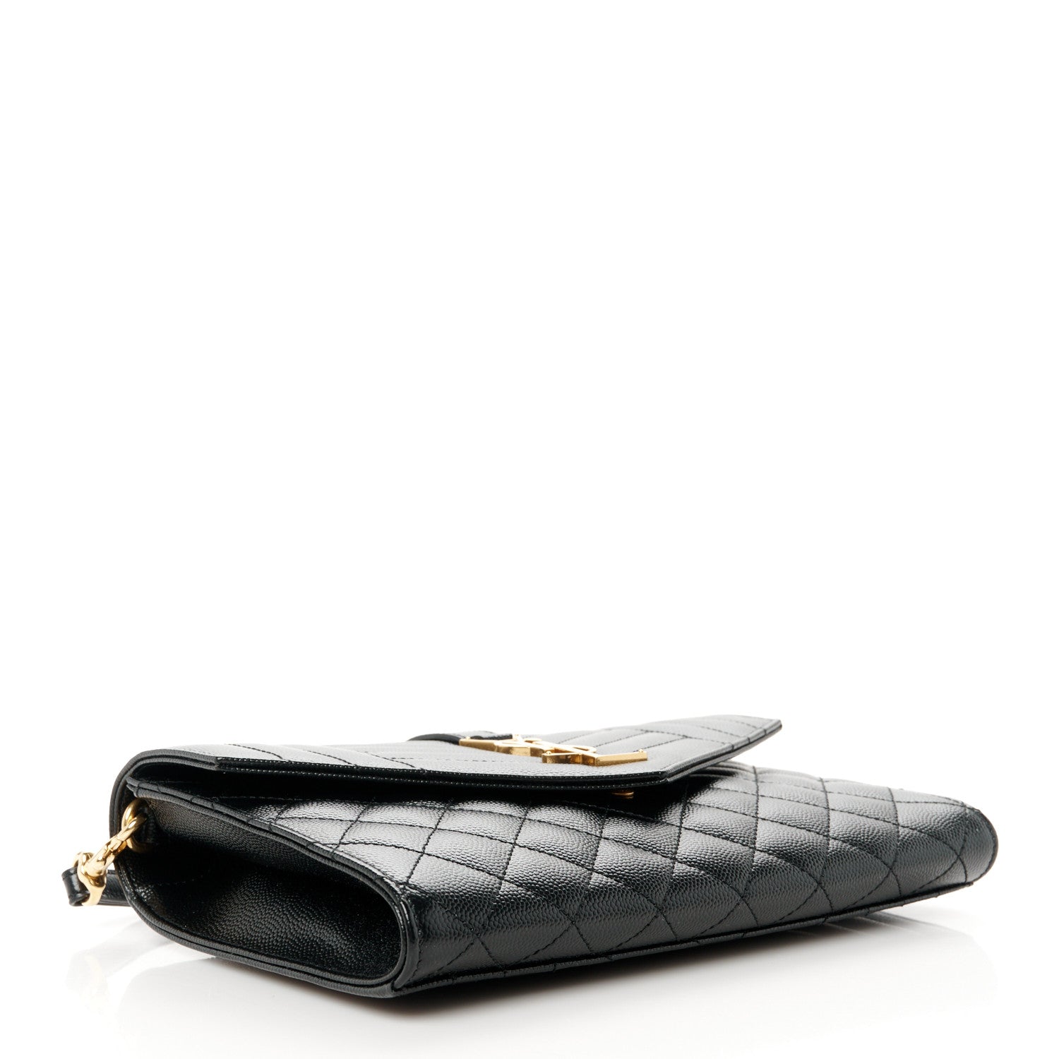 Saint Laurent Grain De Poudre Textured Mixed Matelasse Triquilt Monogram Clutch Black 4 of 8