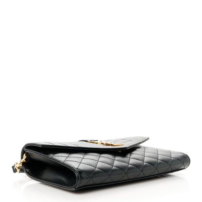 Saint Laurent Grain De Poudre Textured Mixed Matelasse Triquilt Monogram Clutch Black 4 of 8