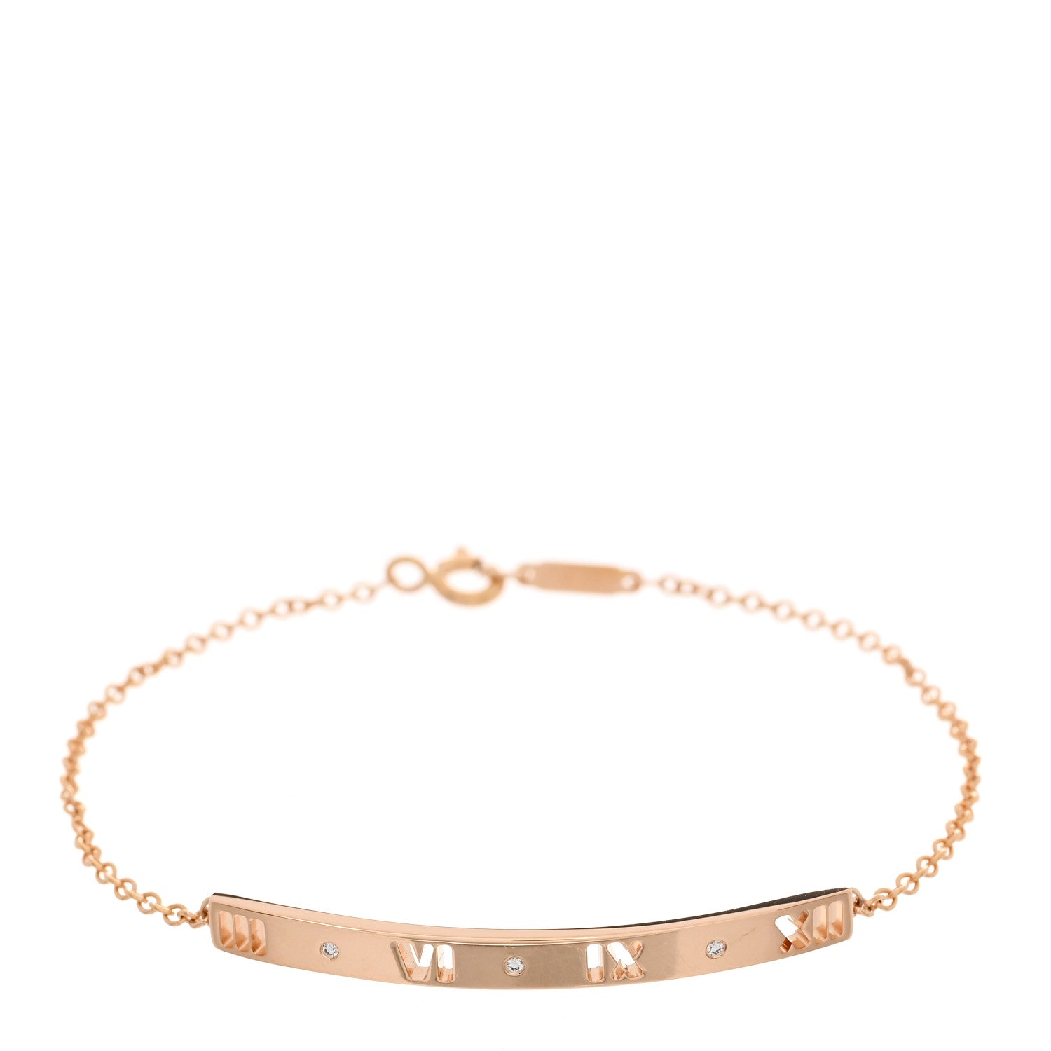 Tiffany 18K Rose Gold Diamond Atlas Bar Pierced Bracelet 1 of 5