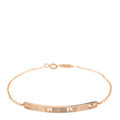 Tiffany 18K Rose Gold Diamond Atlas Bar Pierced Bracelet 1 of 5