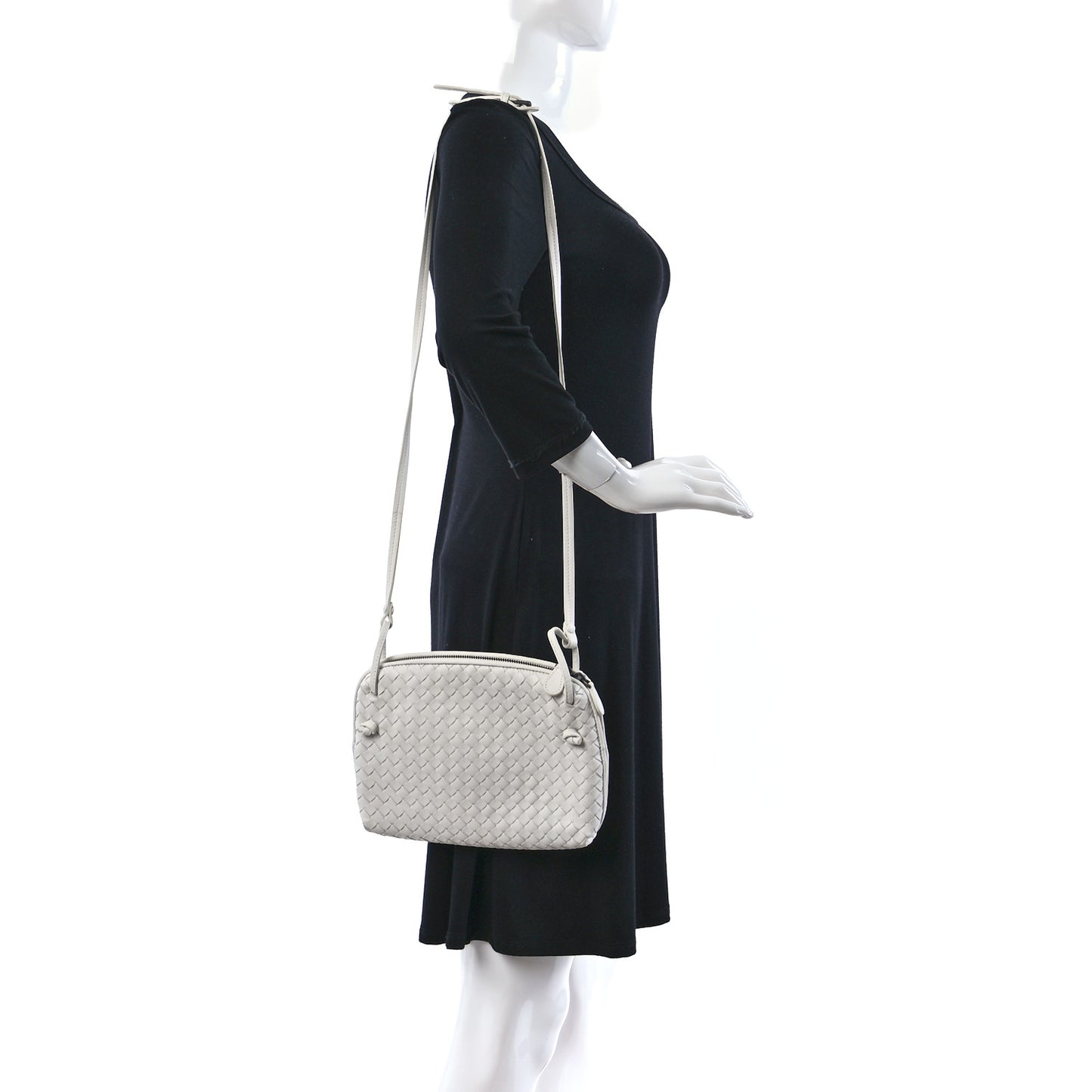 Nappa Intrecciato Nodini Crossbody Messenger White