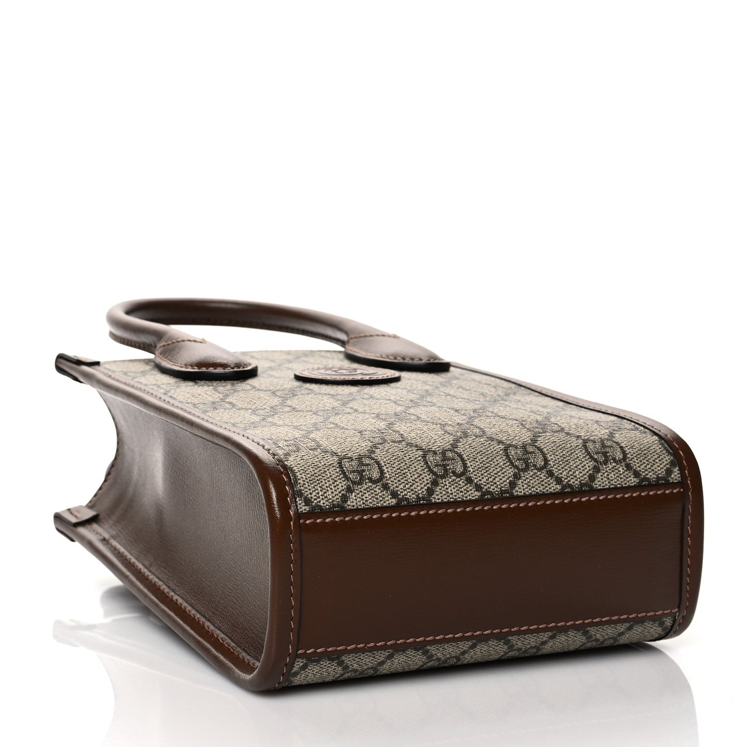 Gucci GG Supreme Monogram Azalea Calfskin Mini Retro Interlocking G Tote Bag Beige Ebony Brown Sugar 4 of 11