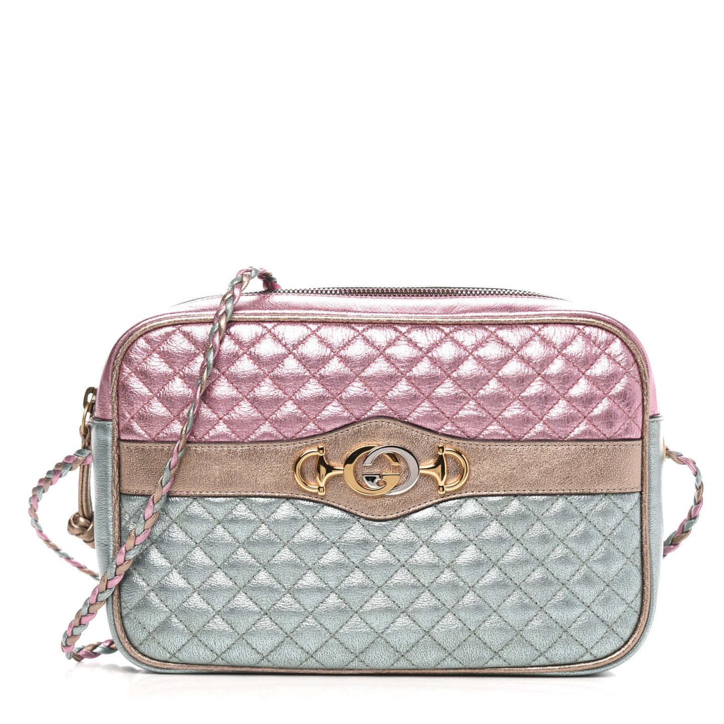 Laminated Nappa Trapuntata Small Zumi Shoulder Bag Rosa Lago Rame