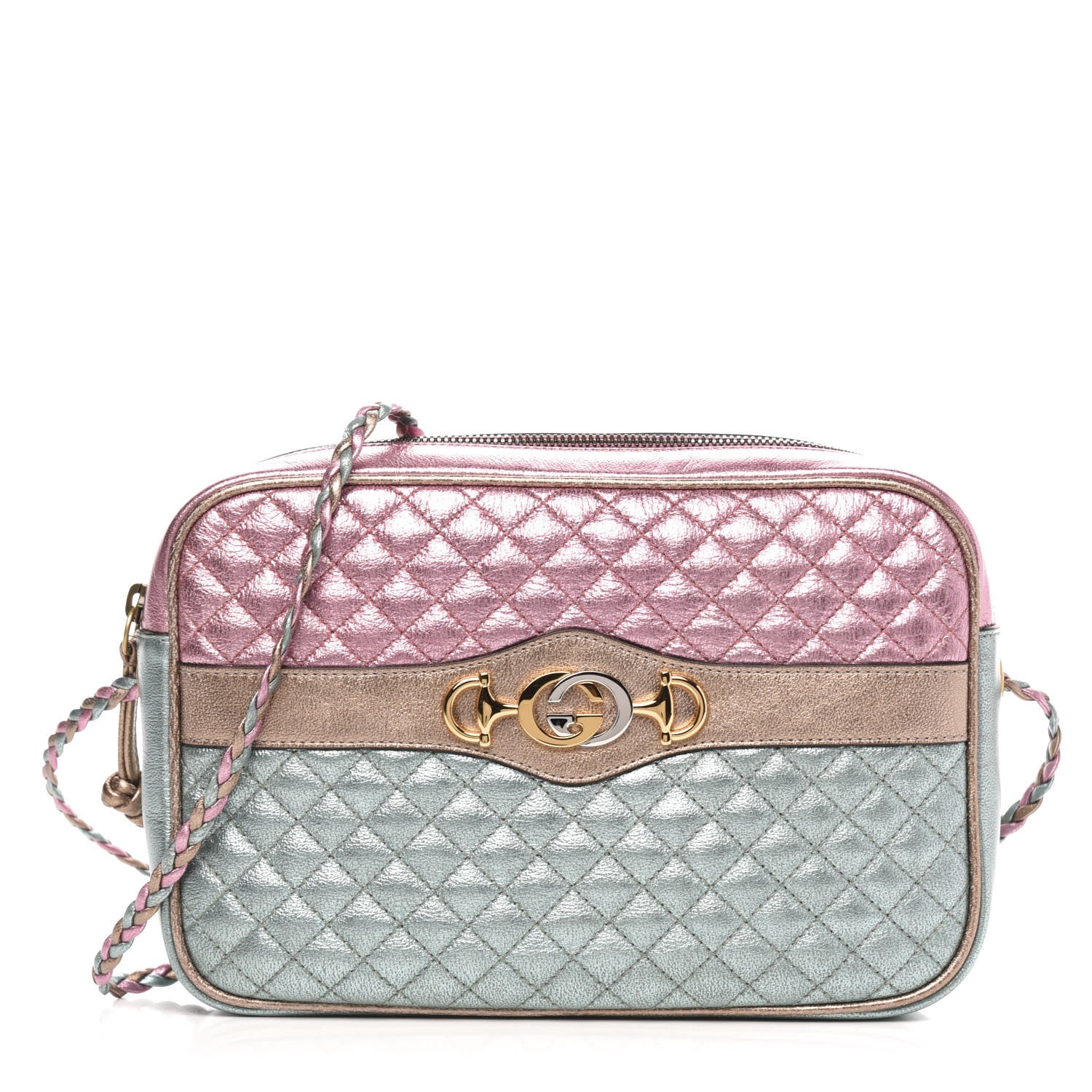 Gucci Laminated Nappa Trapuntata Small Zumi Shoulder Bag Rosa Lago Rame 1 of 9
