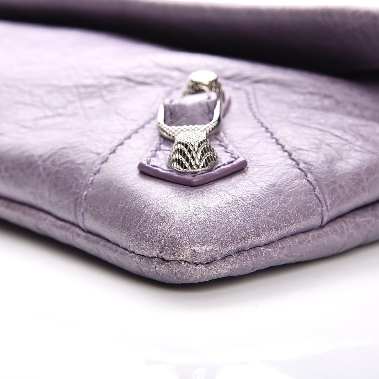 Agneau Giant 12 Silver Hardware Envelope Clutch Glycine