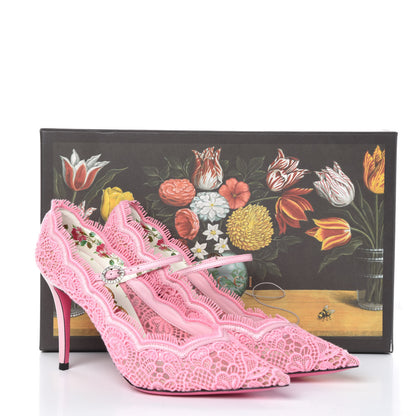 Gucci Lace Pizzo Venice Pumps 37 Sugar Pink 9 of 9