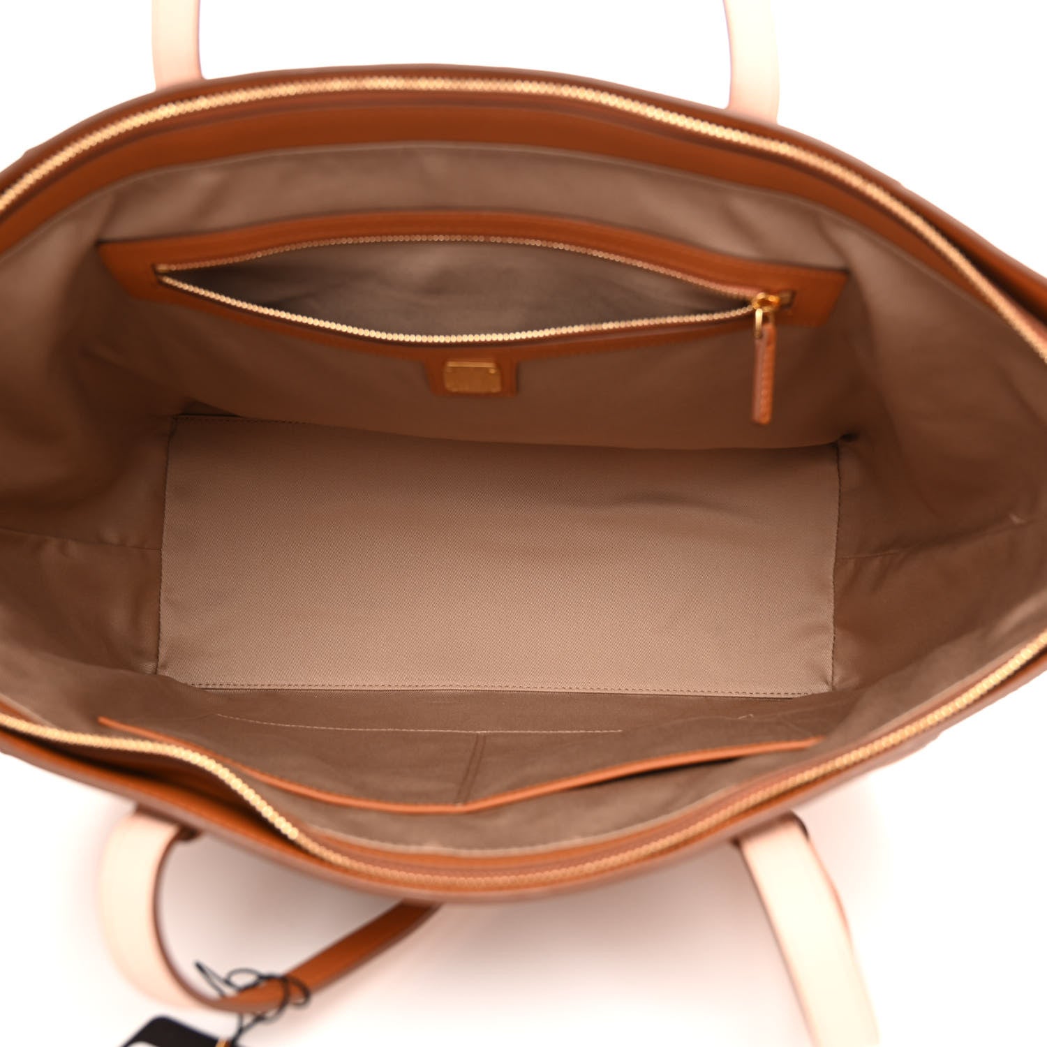 MCM Calfskin Ottomar Monogram Medium Klara Top Zip Tote Cognac 5 of 11