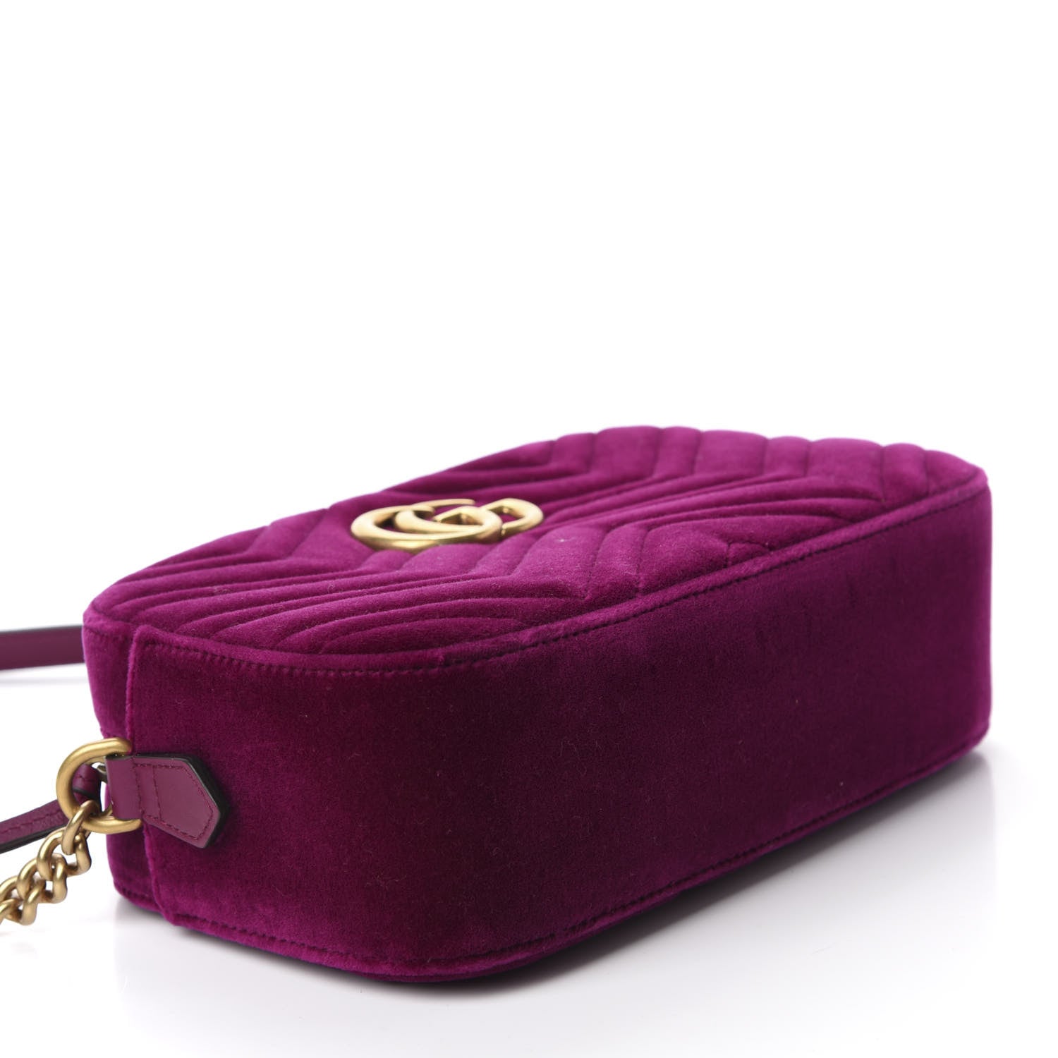 Gucci Velvet Matelasse Small GG Marmont Chain Shoulder Bag Fuchsia Violet Cyclamen 4 of 10