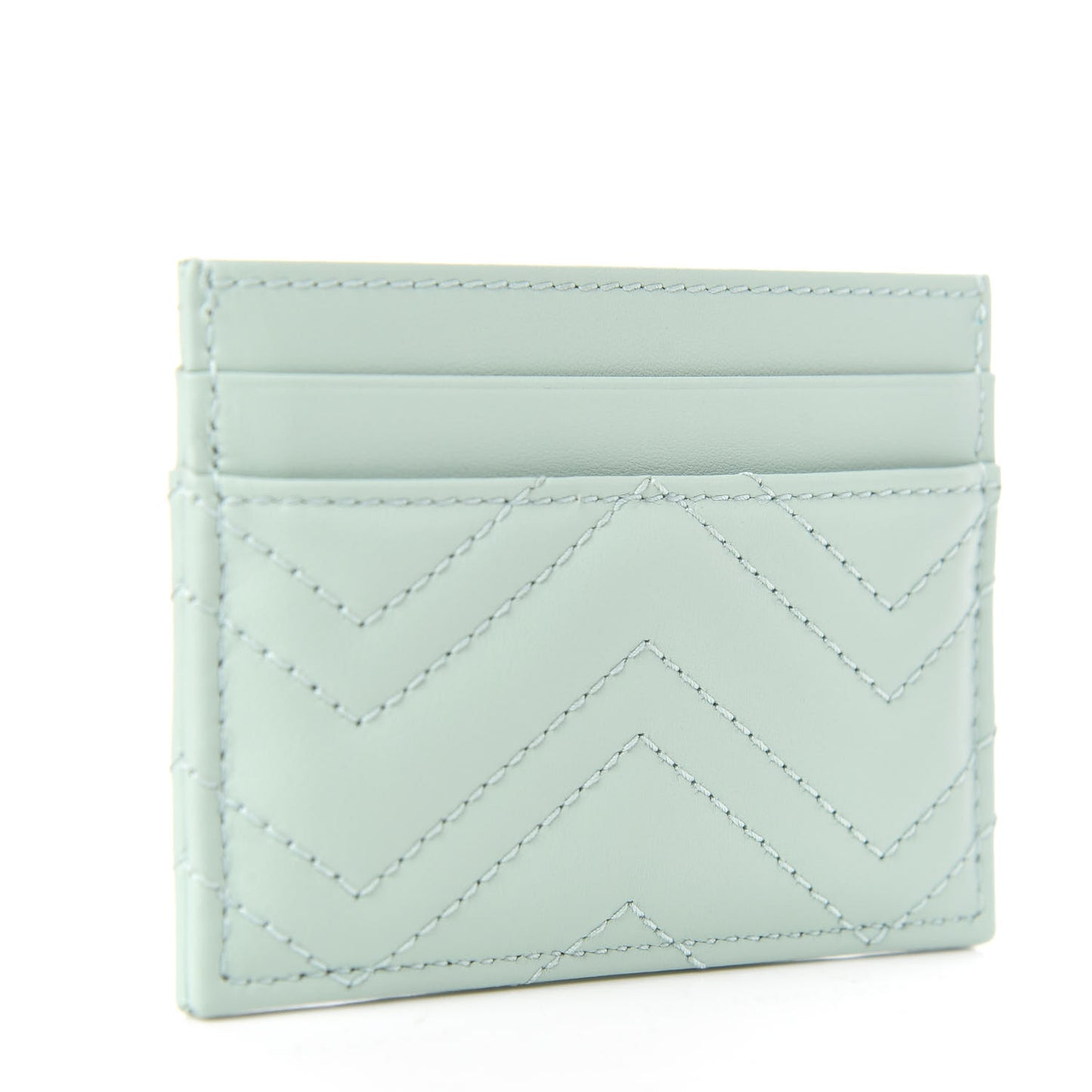 Calfskin Matelasse GG Marmont Card Holder Water Green