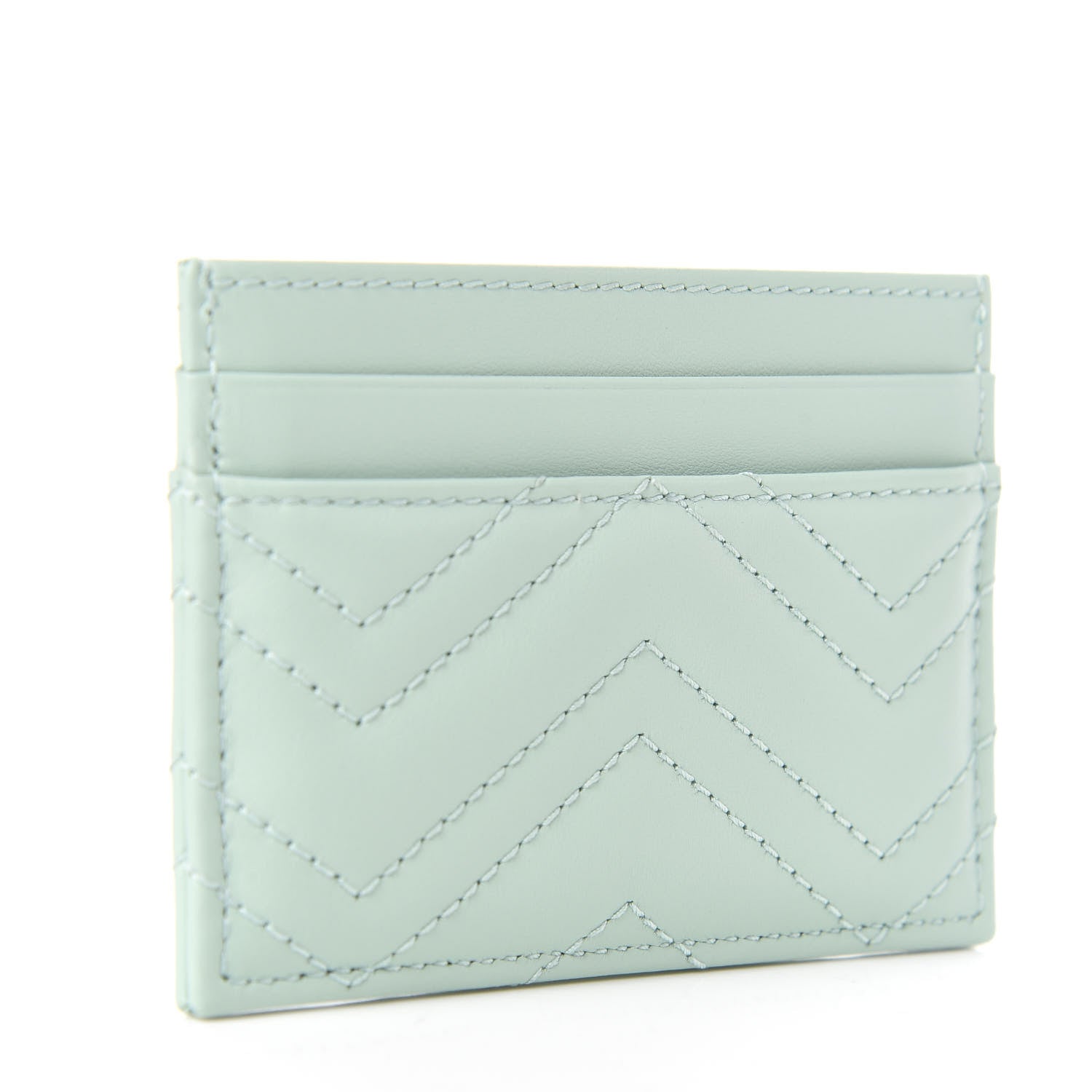 Gucci Calfskin Matelasse GG Marmont Card Holder Water Green 2 of 6