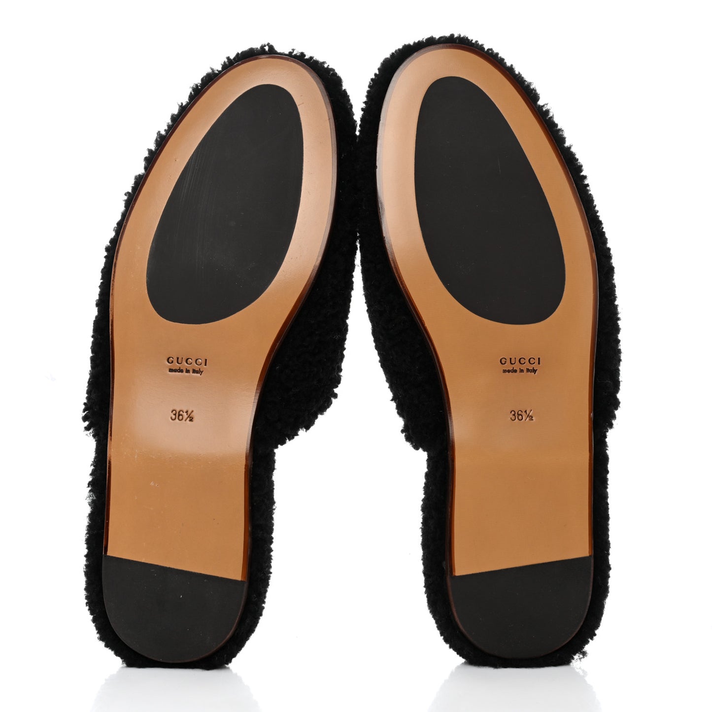 Faux Shearling Interlocking G Womens Eileen Slippers 36.5 Butterscotch Black