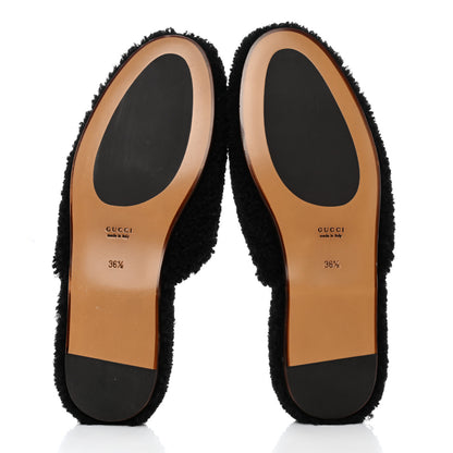 Gucci Faux Shearling Interlocking G Womens Eileen Slippers 36.5 Butterscotch Black 5 of 8