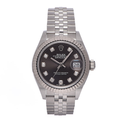 Rolex Stainless Steel 18K White Gold Diamond 28mm Oyster Perpetual Datejust Watch Slate 279174 1 of 11