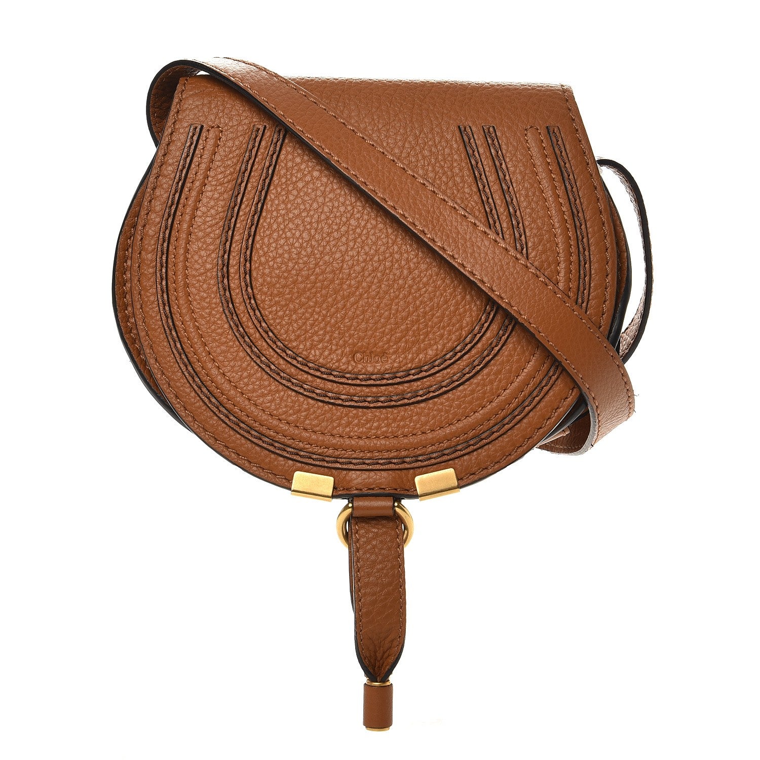 Chloe Calfskin Mini Marcie Round Crossbody Bag Mustard Brown 1 of 7