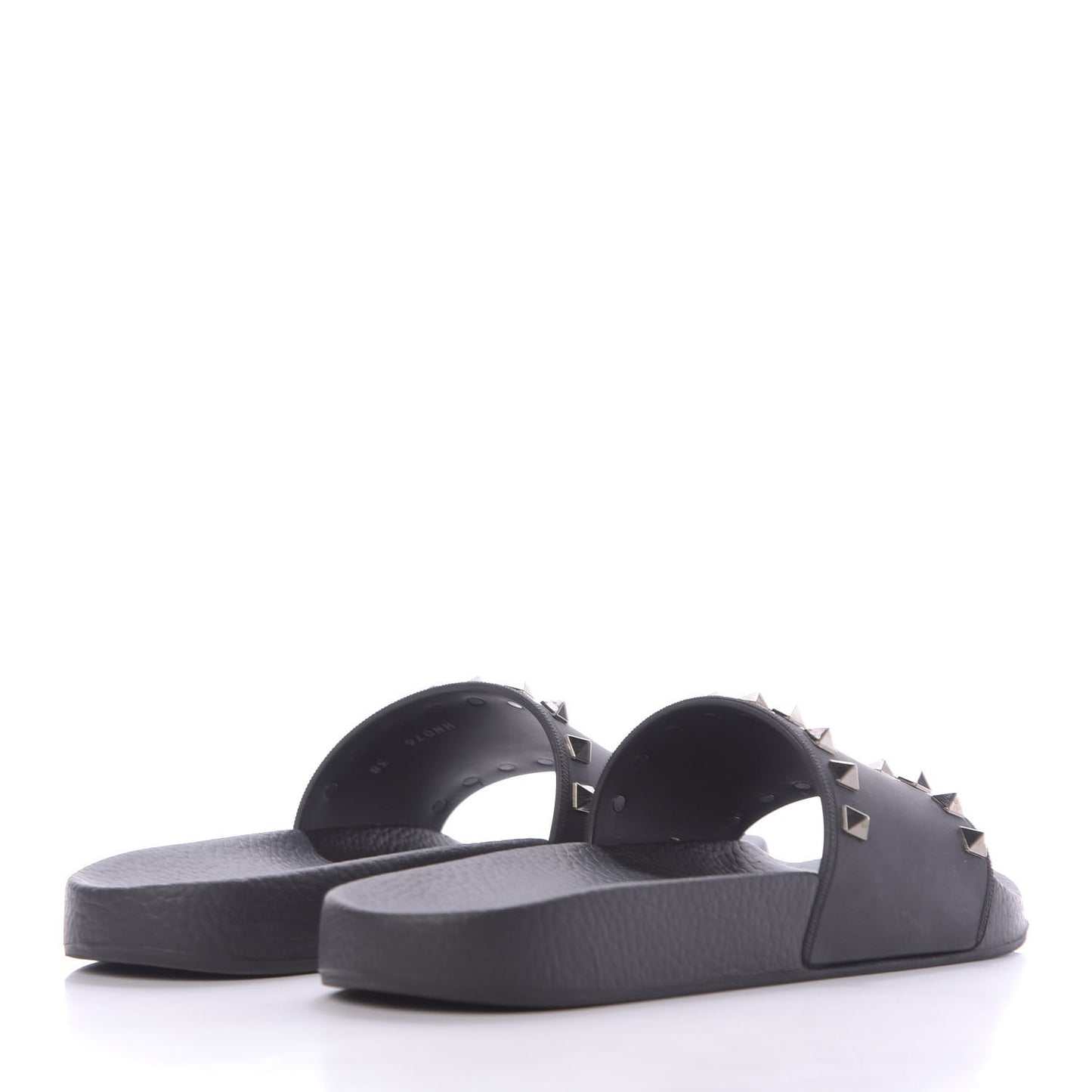 Rubber Rockstud Slide Sandals 38 Black