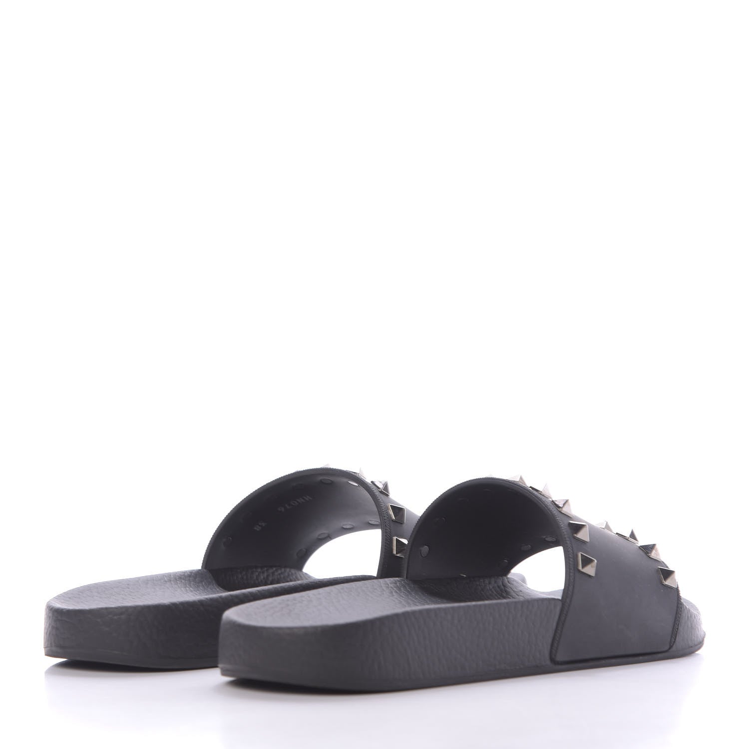 Valentino Garavani Rubber Rockstud Slide Sandals 38 Black 4 of 10
