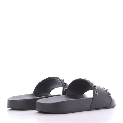 Valentino Garavani Rubber Rockstud Slide Sandals 38 Black 4 of 10