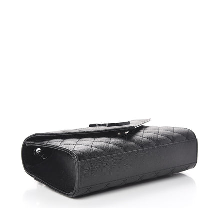 Saint Laurent Grain De Poudre Textured Mixed Matelasse Triquilt Small Monogram Satchel Black 4 of 10