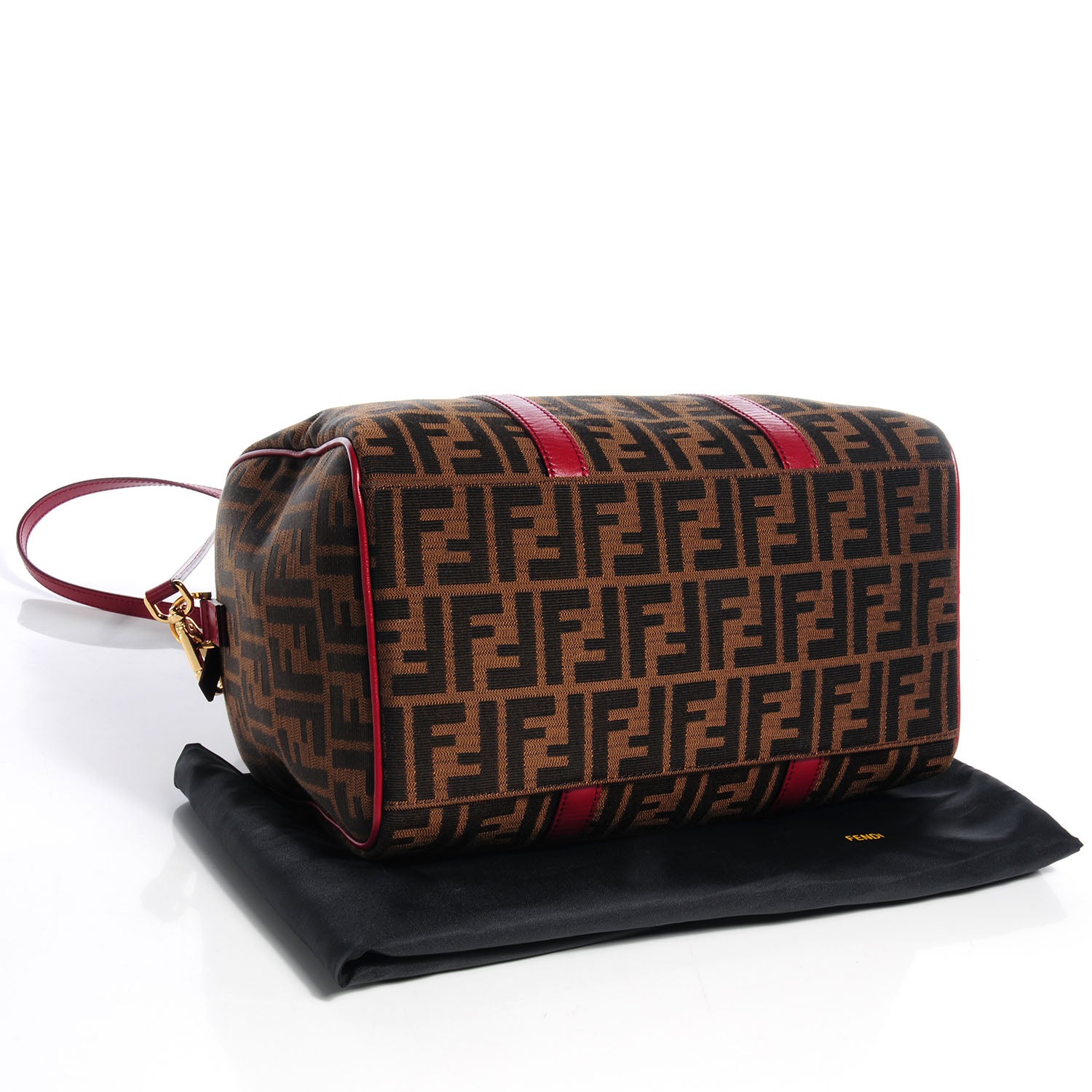 Fendi Zucca Calfskin Medium Convertible Boston Satchel Tobacco Granada 4 of 12