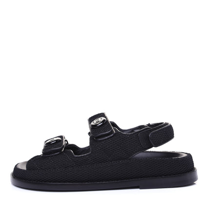 Chanel Fabric Velcro Dad Sandals 35.5 Black 1 of 12