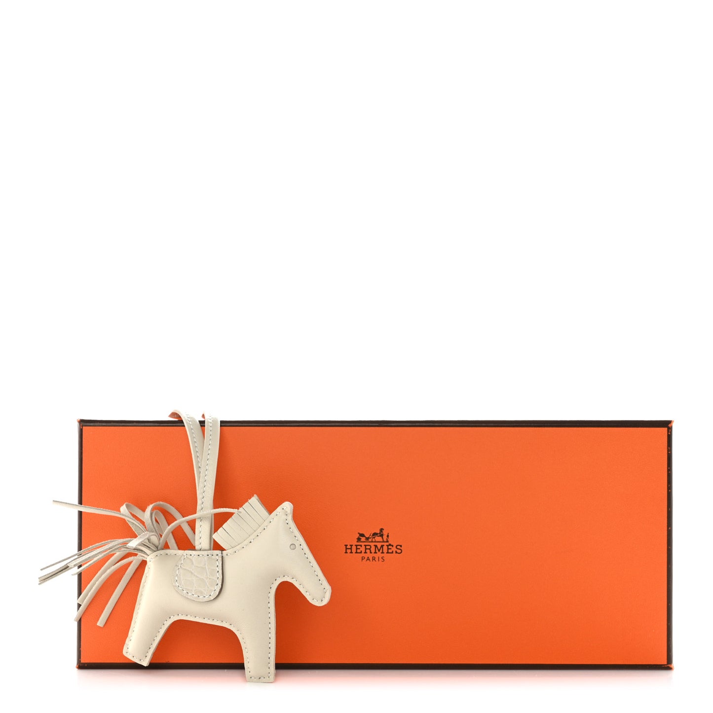 Milo Lambskin Matte Alligator Touch Grigri Rodeo Horse Bag Charm PM Craie Nata Beton