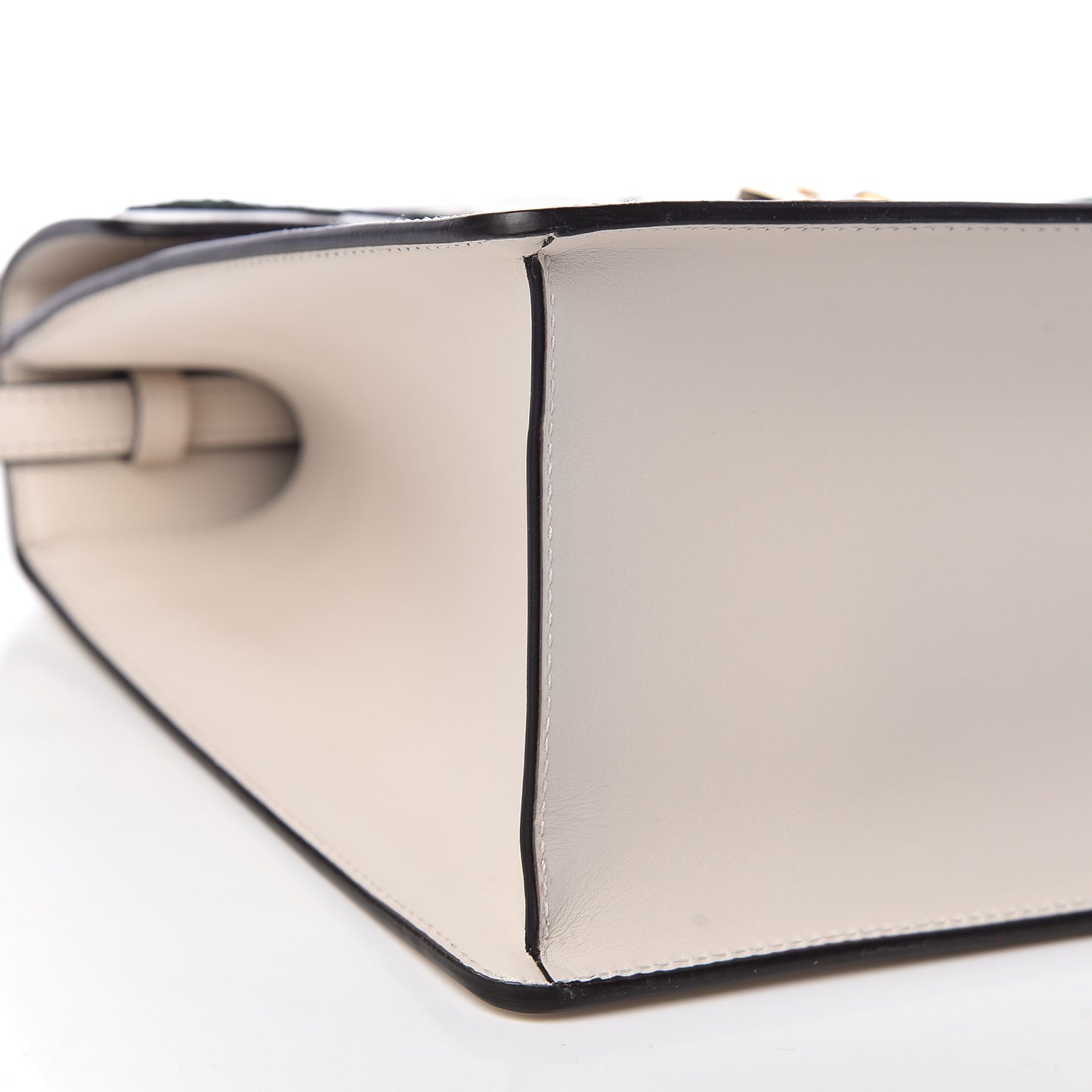 Calfskin Embroidered Medium Sylvie Top Handle Bag White