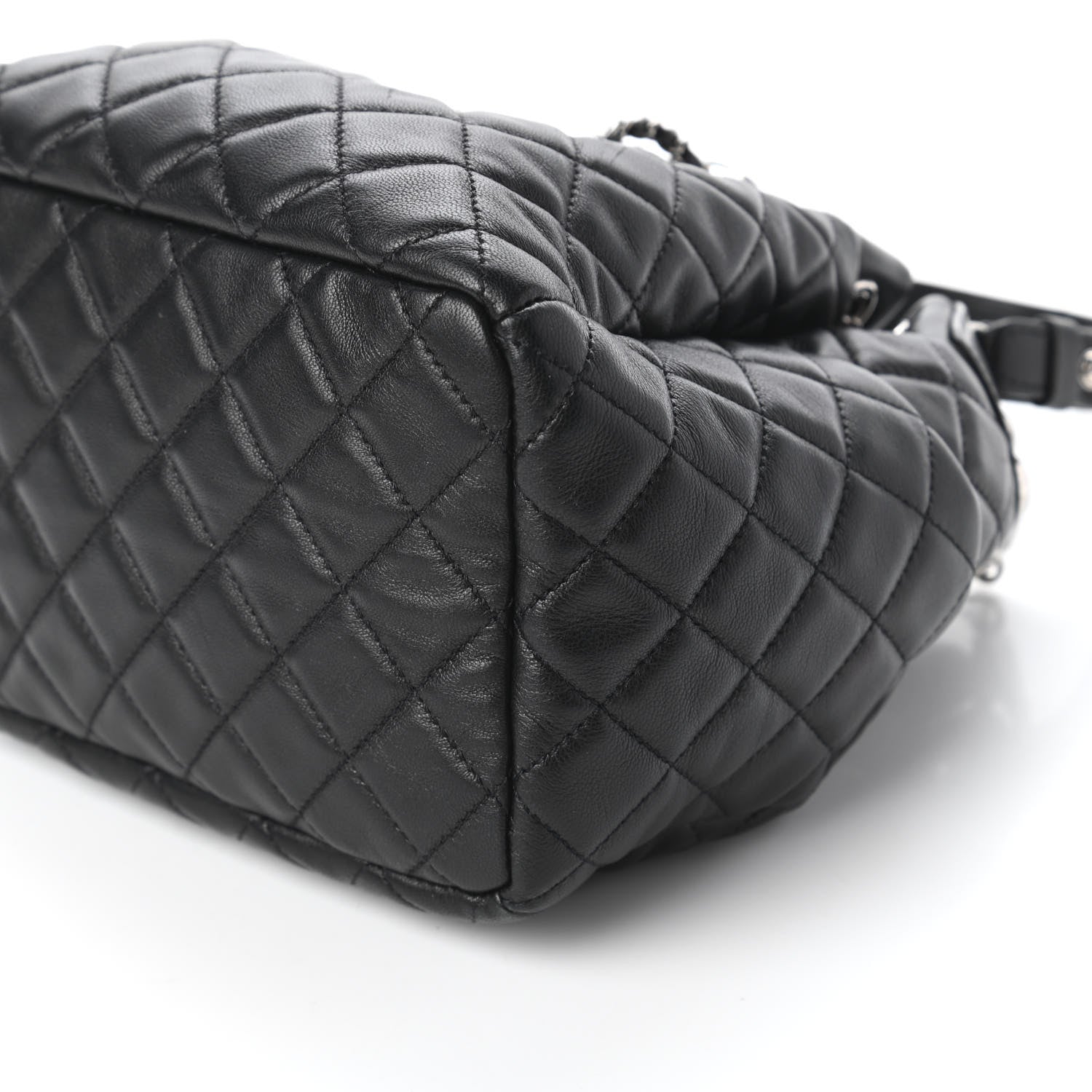 Chanel Lambskin Quilted Small CC Chain Bucket Drawstring Bag Black 7 of 9