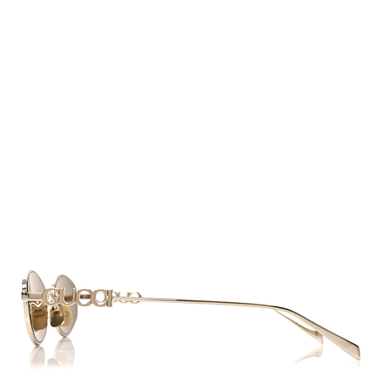 Gucci Metal Logo Oval Sunglasses GG1802S Gold 3 of 8