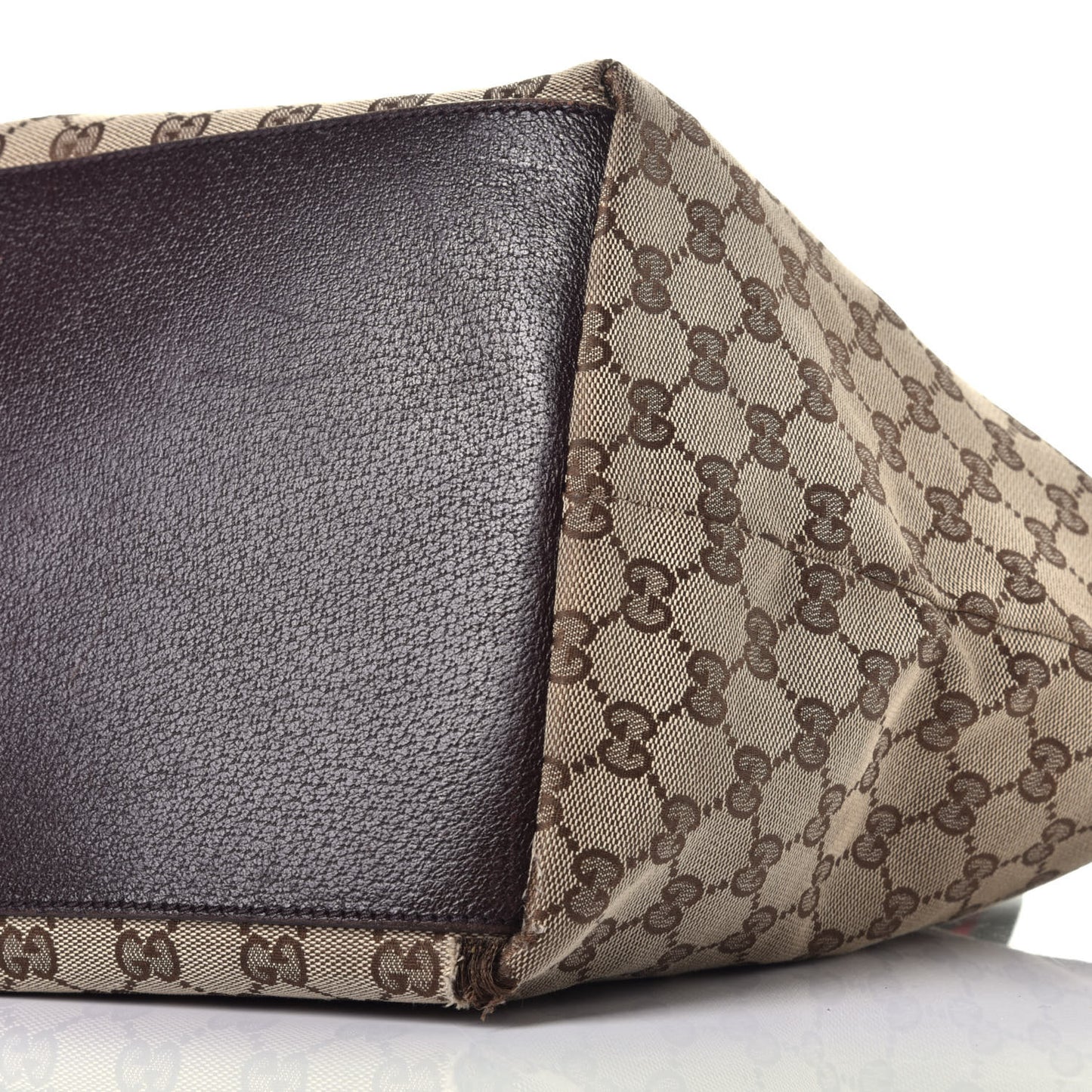 GG Monogram Medium Web Handle Bucket Tote Dark Brown