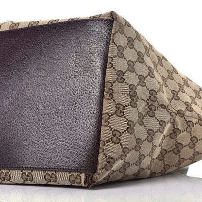 Gucci GG Monogram Medium Web Handle Bucket Tote Dark Brown 9 of 10