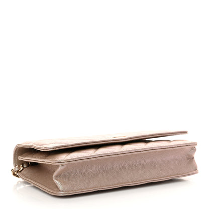 Chanel Iridescent Caviar Quilted Wallet on Chain WOC Beige 4 of 11