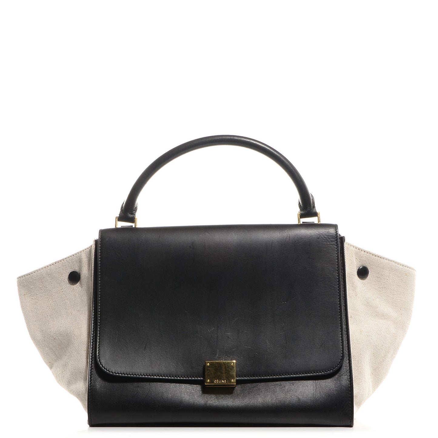 Smooth Calfskin Canvas Medium Trapeze Black