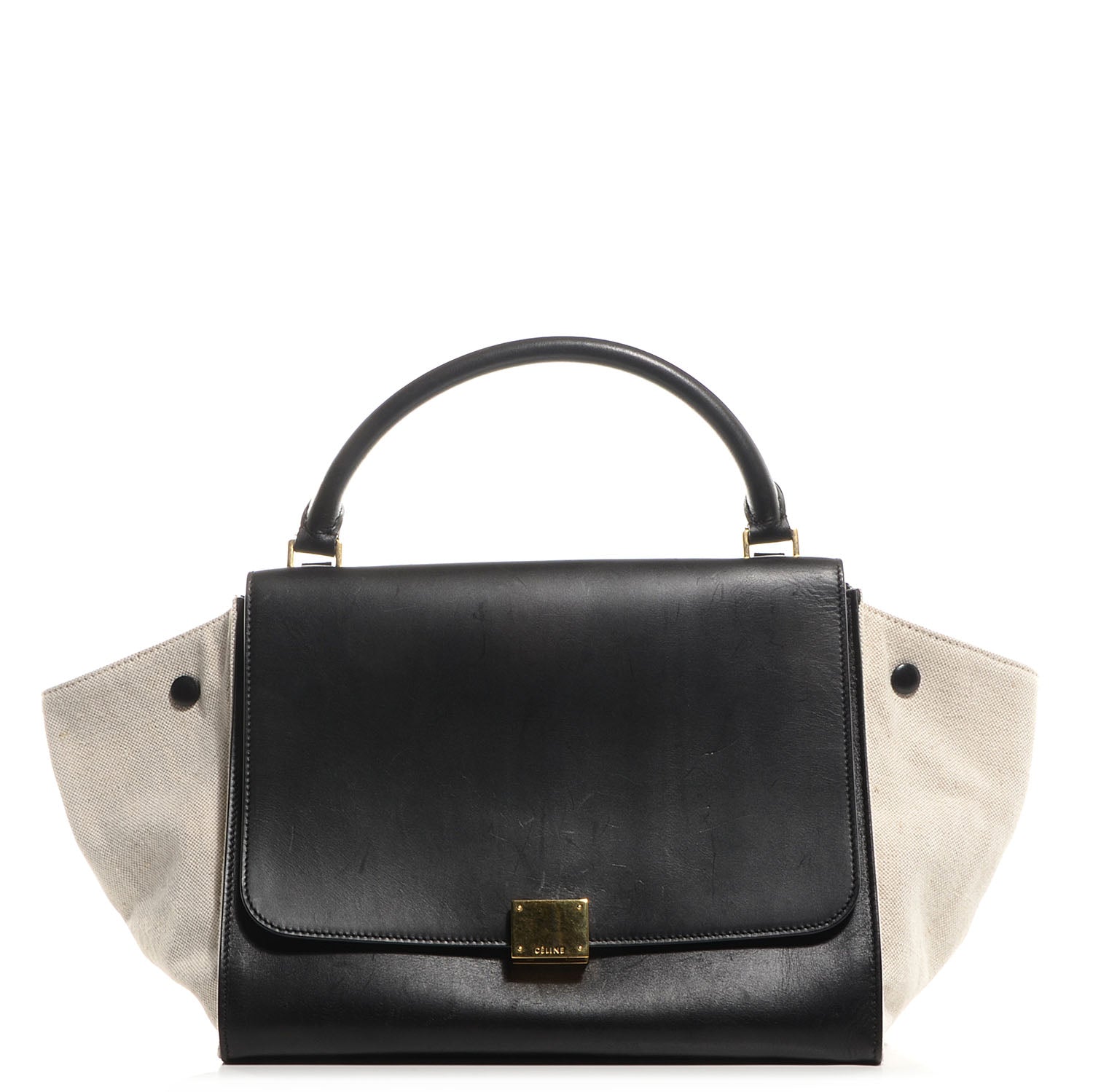 Celine Smooth Calfskin Canvas Medium Trapeze Black 1 of 9