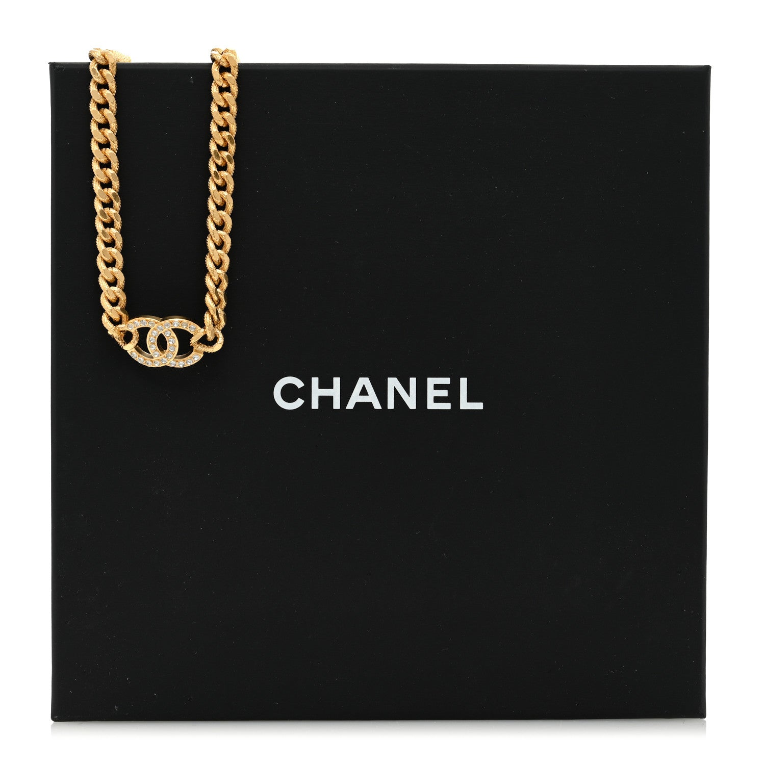Chanel Crystal Chain Link CC Choker Necklace Gold 4 of 5