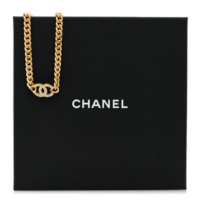 Chanel Crystal Chain Link CC Choker Necklace Gold 4 of 5