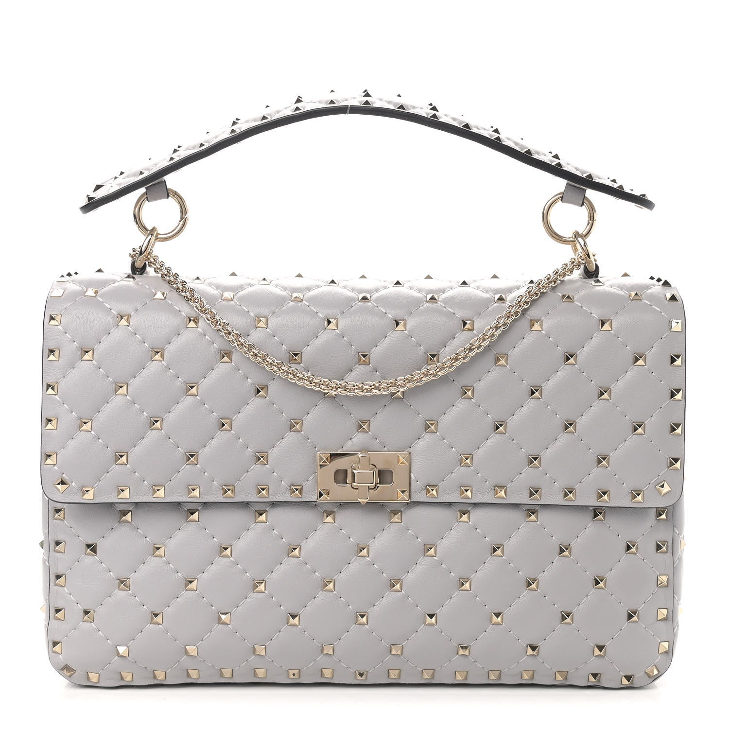 Valentino Garavani Nappa Large Rockstud Spike Shoulder Bag Pastel Grey 1 of 10