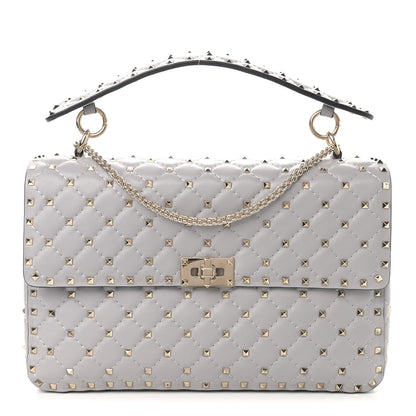 Valentino Garavani Nappa Large Rockstud Spike Shoulder Bag Pastel Grey 1 of 10